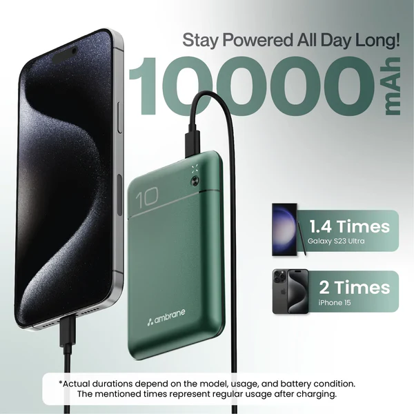 Power Bank Ambrane PocketCharge 10000 mah Green Power Bank Ambrane PocketCharge 10000 mah Green