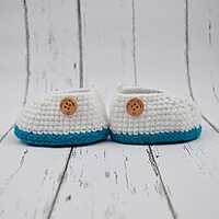 Teal Baby Booties with Double-Layer Sole – Soft & Comfortable Infant Shoes