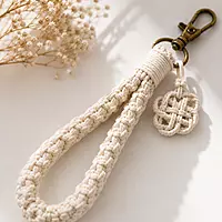Macrame Wristlet Keychain — Ivory, Sage & Rust (Set of 3)