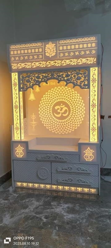 Luxury Om Full Corian Mandir with Backlight Luxury Om Full Corian Mandir with Backlight