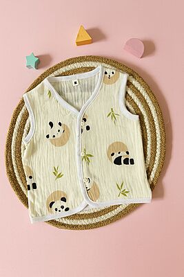 Premium Crinkled Muslin Cotton Jhabla (3–6 Months) – Without Sleeves Premium Crinkled Muslin Cotton Jhabla (3–6 Months) – Without Sleeves