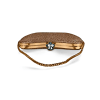 Golden Glitter Textured Clutch Bag with Chain Strap