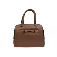 Classic Brown Structured Handbag with Dual Handles