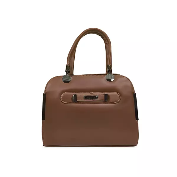Classic Brown Structured Handbag with Dual Handles