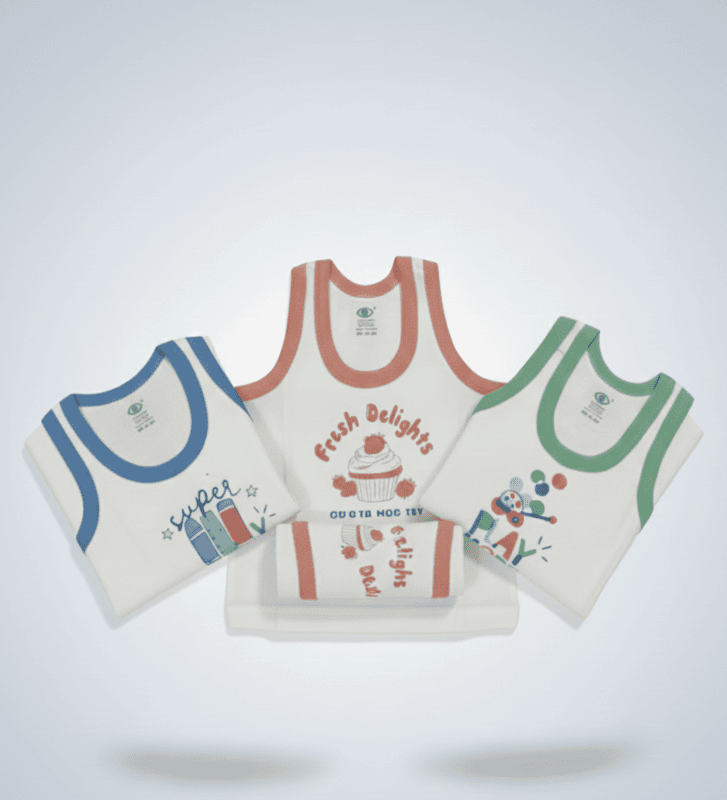 LittleToons 100% Cotton Baby Sleeveless Vest / Banian for Boys & Girls