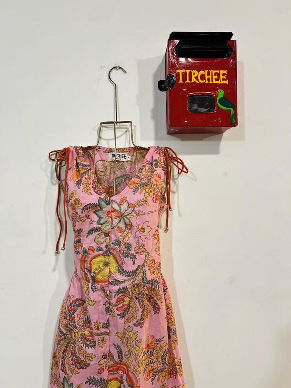 Leher's Sleeve-Less Fit & Flare Dress - Light Pink & Flowers