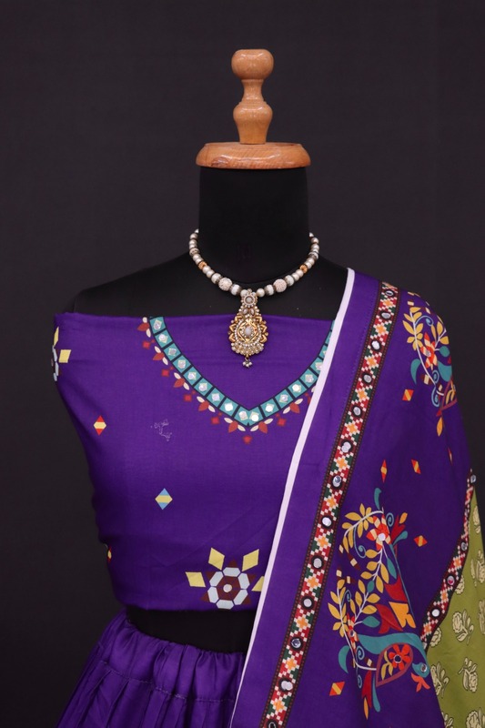 New Lounching Digital Print Muslin Cotton Lehenga Choli D.56