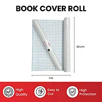 Janrax 33cm x 1m Clear Glossy CPP 0.06mm Thick Self-Adhesive Book Cover Roll