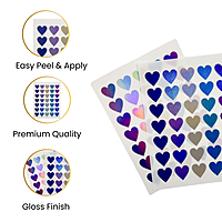 Pack of 66 Red Assorted Size Holographic Hearts Self-Adhesive Labels