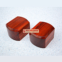 Red Padauk Wood Round Corner Paperweight Pair