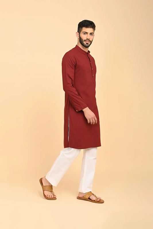 Men's Long Kurta - Maroon