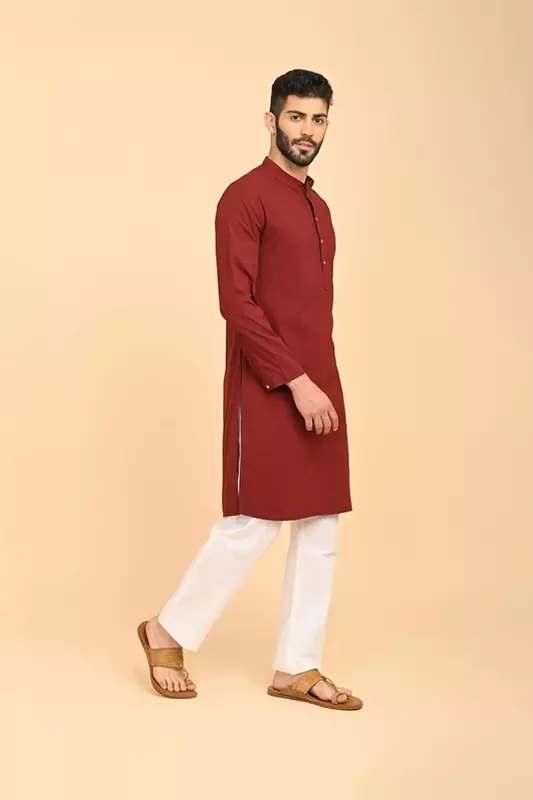 Men's Long Kurta - Maroon