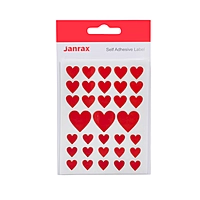 Pack of 66 Red Assorted Size Holographic Hearts Self-Adhesive Labels