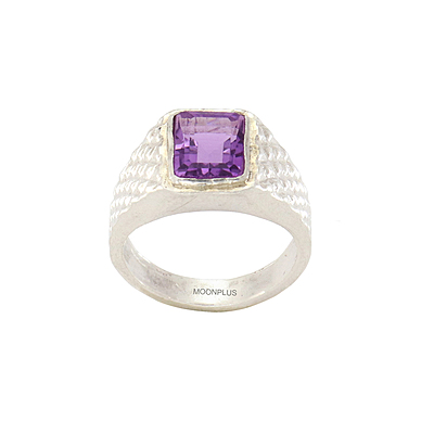 Pure Silver Amethyst Stone Ring-Purple Pure Silver Amethyst Stone Ring-Purple