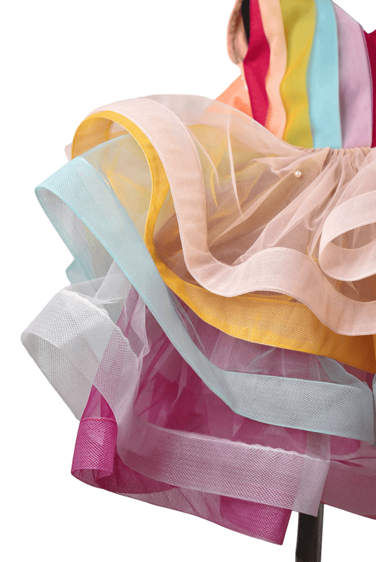 Rainbow Strap Layered Tulle Dress