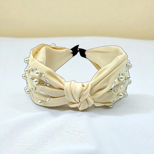 Elegant Pearl & Rhinestone Turban Knot Headband