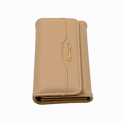 Women's Beige Tri-Fold Faux Leather Clutch Wallet & Organizer