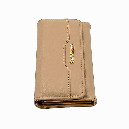 Women's Beige Tri-Fold Faux Leather Clutch Wallet & Organizer