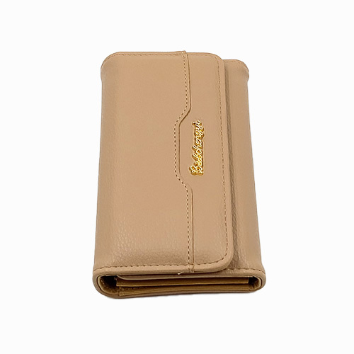 Women's Beige Tri-Fold Faux Leather Clutch Wallet & Organizer