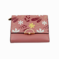 Floral Tri-Fold Small Wallet with Zipper & ID Window