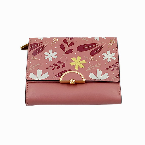 Floral Tri-Fold Small Wallet with Zipper & ID Window