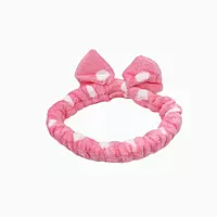 Baby Pink Plush Polka Dot Spa Headband | Soft Makeup & Skincare Band