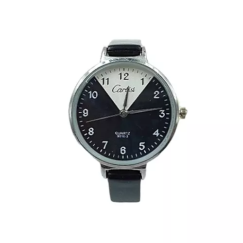 Cartisi Two-Tone Black and White Dial Watch | Black Strap