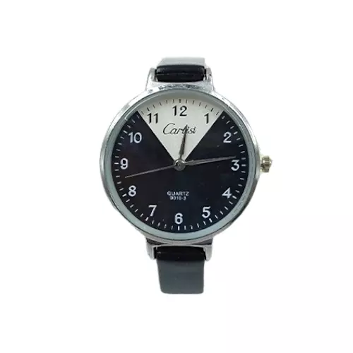 Cartisi Two-Tone Black and White Dial Watch | Black Strap