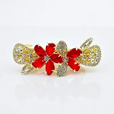 Dazzling Crystal Embellished Floral Hair Barrette