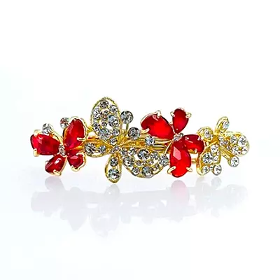 Sparkling Butterfly & Floral Crystal Hair Barrette