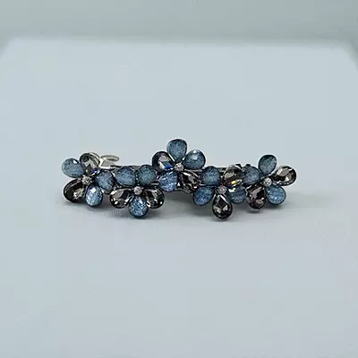 Elegant Floral Barrette Hair Clip with Crystals & Pearls