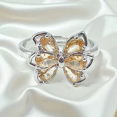 Elegant Butterfly Ring | Adjustable Silver-Plated Statement Jewelry