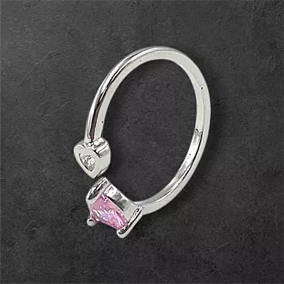 Heart Gemstone Adjustable Ring | Silver-Plated Statement Jewelry