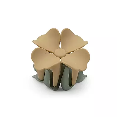 Sage and Camel Two-Toned Flower Hair Claw Clip - Matte Finish Hair Accessory