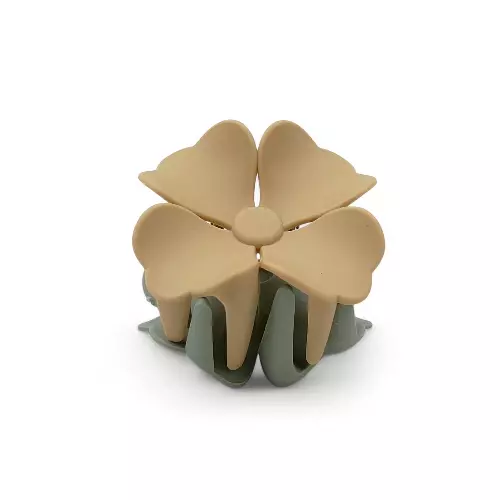 Sage and Camel Two-Toned Flower Hair Claw Clip - Matte Finish Hair Accessory