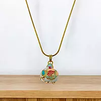 Gold-Tone Snake Chain Necklace with Colorful Enamel Animal Pendant