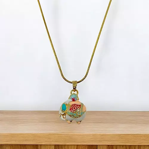 Gold-Tone Snake Chain Necklace with Colorful Enamel Animal Pendant
