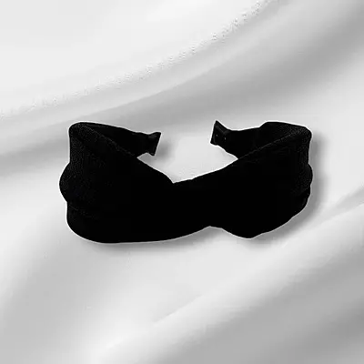 Chic Black Knotted Headband - Textured Fabric Hair Accessory