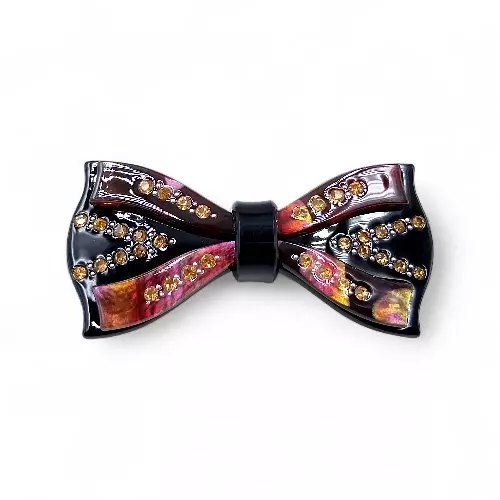 Elegant Black and Red Ribbon Hair Barrette Clip for Women