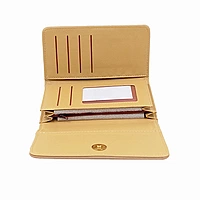 Women's Beige Tri-Fold Faux Leather Clutch Wallet & Organizer