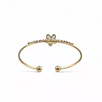 Kids' Gold-Tone Flower & Pearl Adjustable Cuff Bracelet