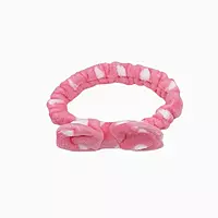 Baby Pink Plush Polka Dot Spa Headband | Soft Makeup & Skincare Band