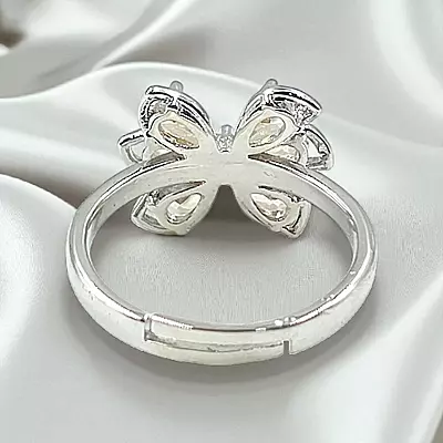 Elegant Butterfly Ring | Adjustable Silver-Plated Statement Jewelry