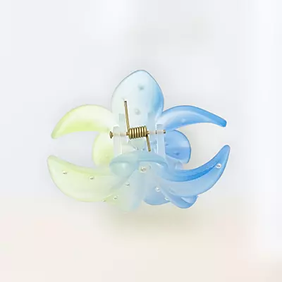 Gradient Flower Hair Claw Clip | Blue & Lime Green Floral Hair Accessory