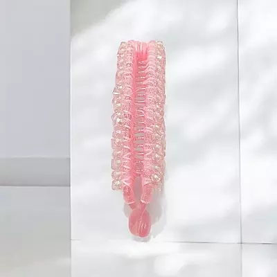 Elegant Pink Beaded Flexible Banana Hair Clip - Stylish Ponytail Holder