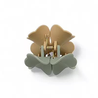 Sage and Camel Two-Toned Flower Hair Claw Clip - Matte Finish Hair Accessory