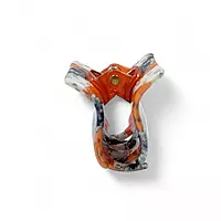 Retro Floral Mini Hair Claw Clip - Orange and Black Acetate Jaw Clip