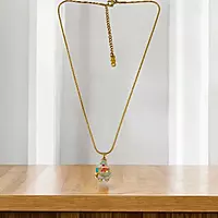Gold-Tone Snake Chain Necklace with Colorful Enamel Animal Pendant