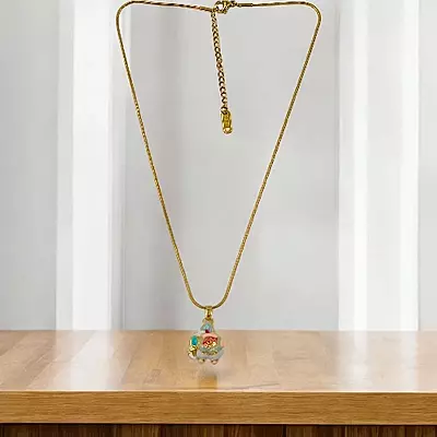 Gold-Tone Snake Chain Necklace with Colorful Enamel Animal Pendant