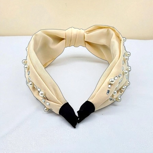 Elegant Pearl & Rhinestone Turban Knot Headband